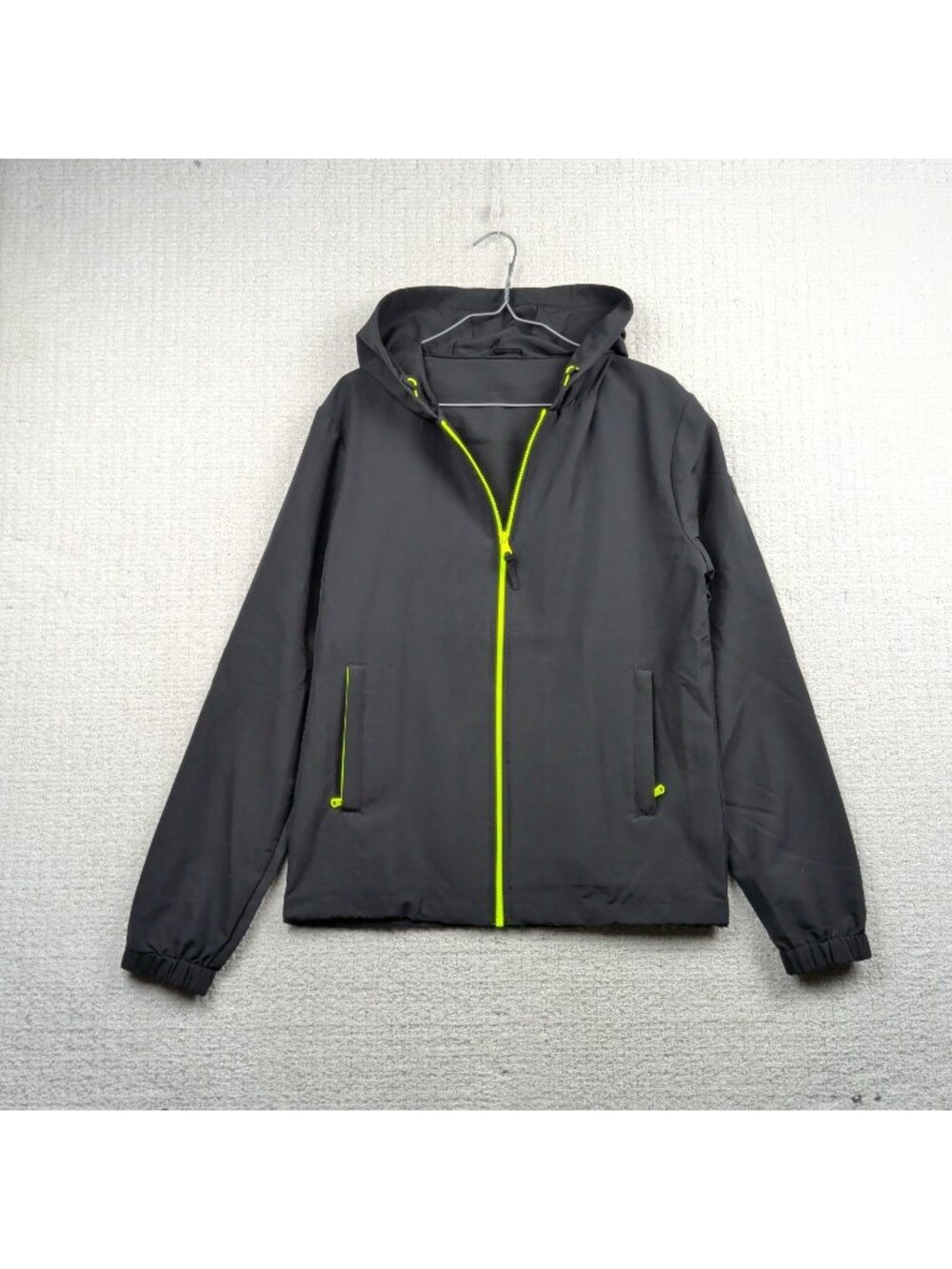 Eden Park Paris Black / Neon Green Windbreaker Jacket Full Zip Gorcpore Men M